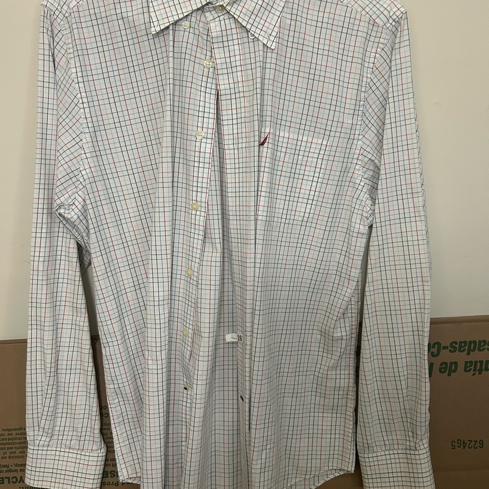 Nautica Mens Large Plaid Button Down Long Sleeve‎ Shirt